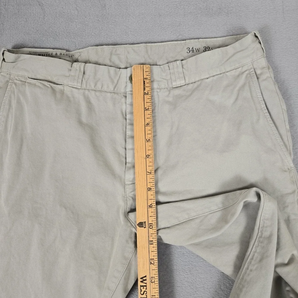 Wallace & Barnes Pants Mens 34x32 Green Tessuti di Sondrio Chino Button Fly